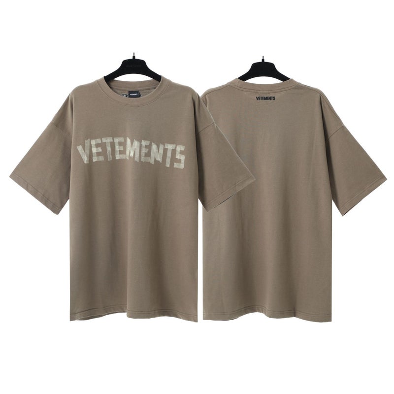 2024 American-Style Vtm Icon New Embroidered Letter Loose Casual Short-Sleeved T-Shirt For Men And Women, Couple Style, Summer - Image 4