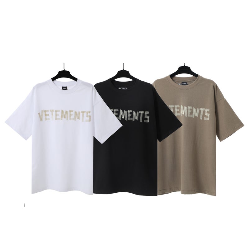 2024 American-Style Vtm Icon New Embroidered Letter Loose Casual Short-Sleeved T-Shirt For Men And Women, Couple Style, Summer - Image 3