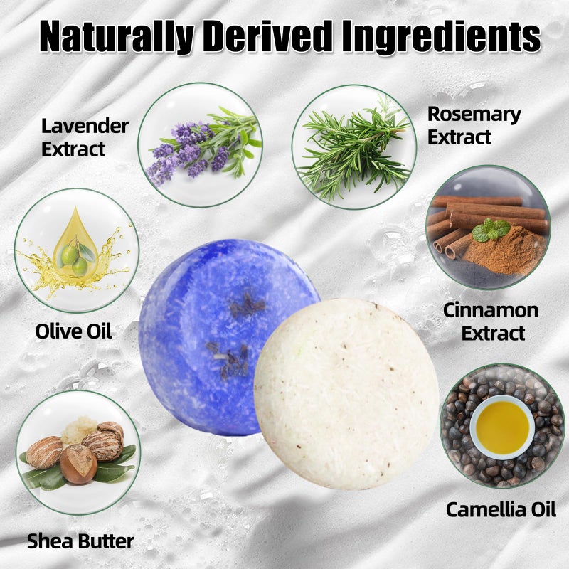 DBEAUTYM 2 Pack Rosemary Lavender Hair Shampoo Bar,Deep Cleansing for Scalp Hair Loss Shampoo Soap,Organic Shampoo Oil Control for Hair Growth,Refreshing and Hydrating Bar,Gifts for Women Men - Image 2