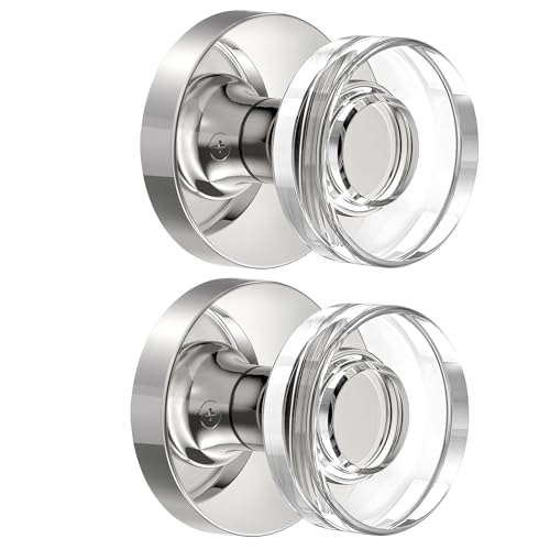 naubea 2 Pack Brushed Nickel Door Knobs Glass Door Knob Dummy Door Knobs Interior Crystal Dummy Door Handle for Hall and Closet - Image 1