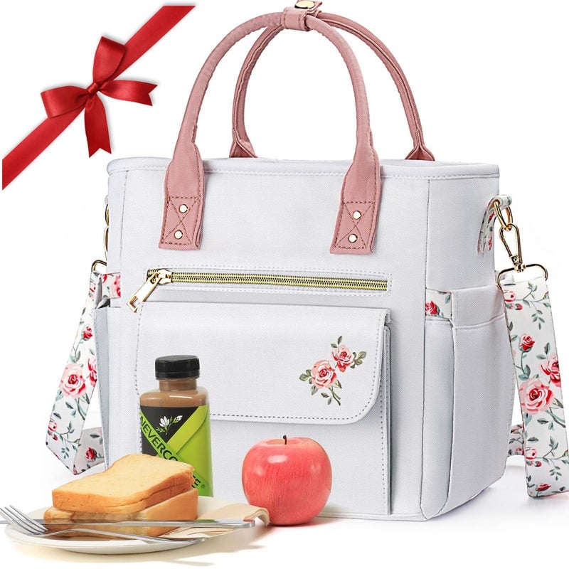 GLORIEROO Deluxe Insulated Lunch Box Bag Women - Leakproof Waterproof Cooler with Multi Pockets Removable Strap for Work Picnic - Teacher Mothers Day Christmas Birthday Gifts - Image 1