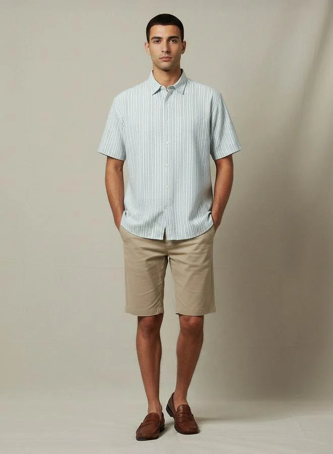 Splash FAV Men Regular Fit Collared Striped Short Sleeves Shirt