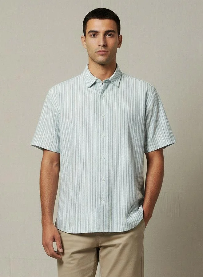 Splash FAV Men Regular Fit Collared Striped Short Sleeves Shirt