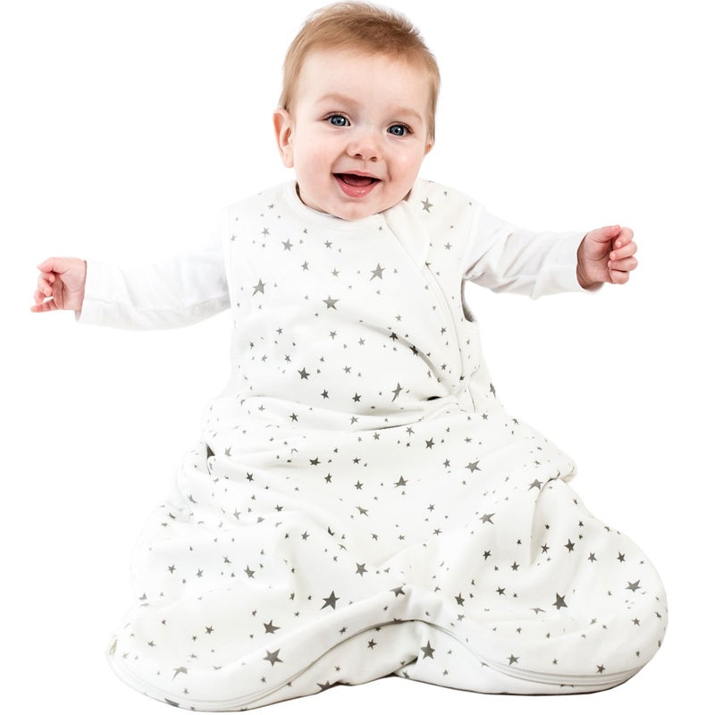 Woolino Woolino Merino Wool and Organic Cotton Baby Sleeping Bag 4 Season Classic Sleep Sack TwoWay Zipper Sleeping Bag for Baby and Toddler 1836 Months Stars 