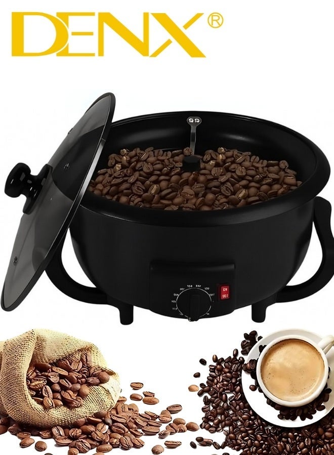 Denx DX3422 Electric Coffee Roaster and Popcorn Maker – 800W Power, 2L Capacity with Transparent Glass Lid and Adjustable Temperature Control – Ideal for Home Roasting of Coffee Beans, Making Popcorn and Nuts with Ease - Image 2