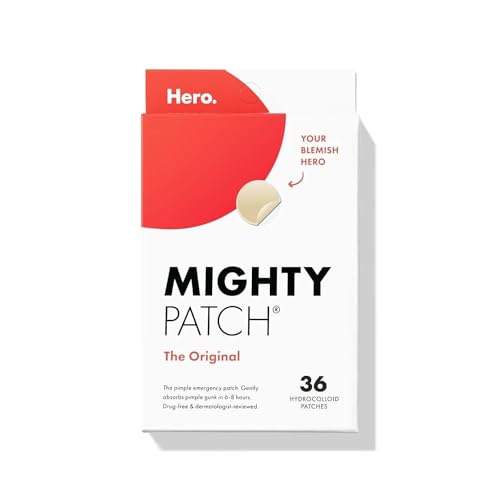 Mighty Patch Original patch from Hero Cosmetics The 1 Hydrocolloid Acne Pimple Patch for Shrinking Zits and Whiteheads in 1 use Nighttime Spot Stickers for Face and Skin 36 Count