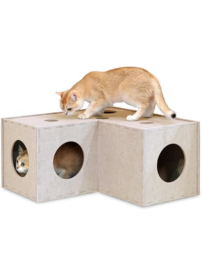 عربست نفق القطط، كهف مخبأ القطط الأصلي للقطط في الأماكن المغلقة، أنابيب وأنفاق لعب كبيرة للقطط، لعبة قطط ناعمة من اللباد مع فتحة تفاعلية للقطط - Image 1