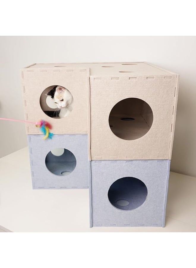 عربست نفق القطط، كهف مخبأ القطط الأصلي للقطط في الأماكن المغلقة، أنابيب وأنفاق لعب كبيرة للقطط، لعبة قطط ناعمة من اللباد مع فتحة تفاعلية للقطط - Image 5