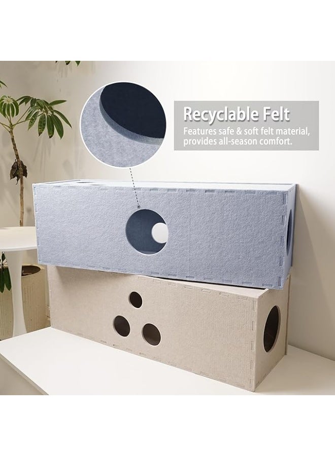 عربست نفق القطط، كهف مخبأ القطط الأصلي للقطط في الأماكن المغلقة، أنابيب وأنفاق لعب كبيرة للقطط، لعبة قطط ناعمة من اللباد مع فتحة تفاعلية للقطط - Image 2