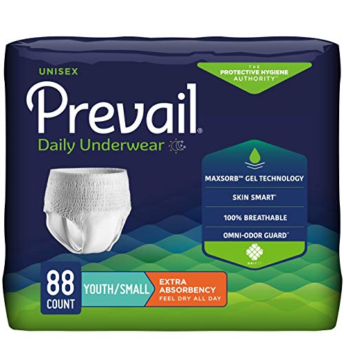 Prevail Daily Protective Underwear Unisex Adult Incontinence Underwear Disposable Adult Diaper for Men Women Maximum Absorbency Small 88 Count 4 packs of 22