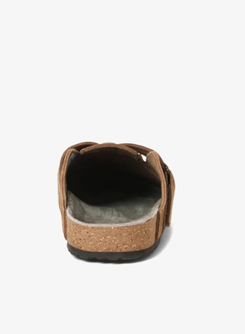 JACK & JONES Cognac Detail:Velcro Louis Suede Mules for Men | Best Price UAE