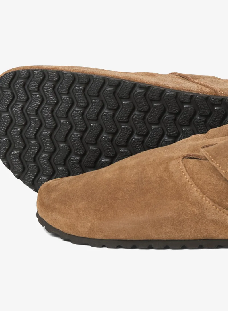 JACK & JONES Cognac Detail:Velcro Louis Suede Mules for Men | Best Price UAE