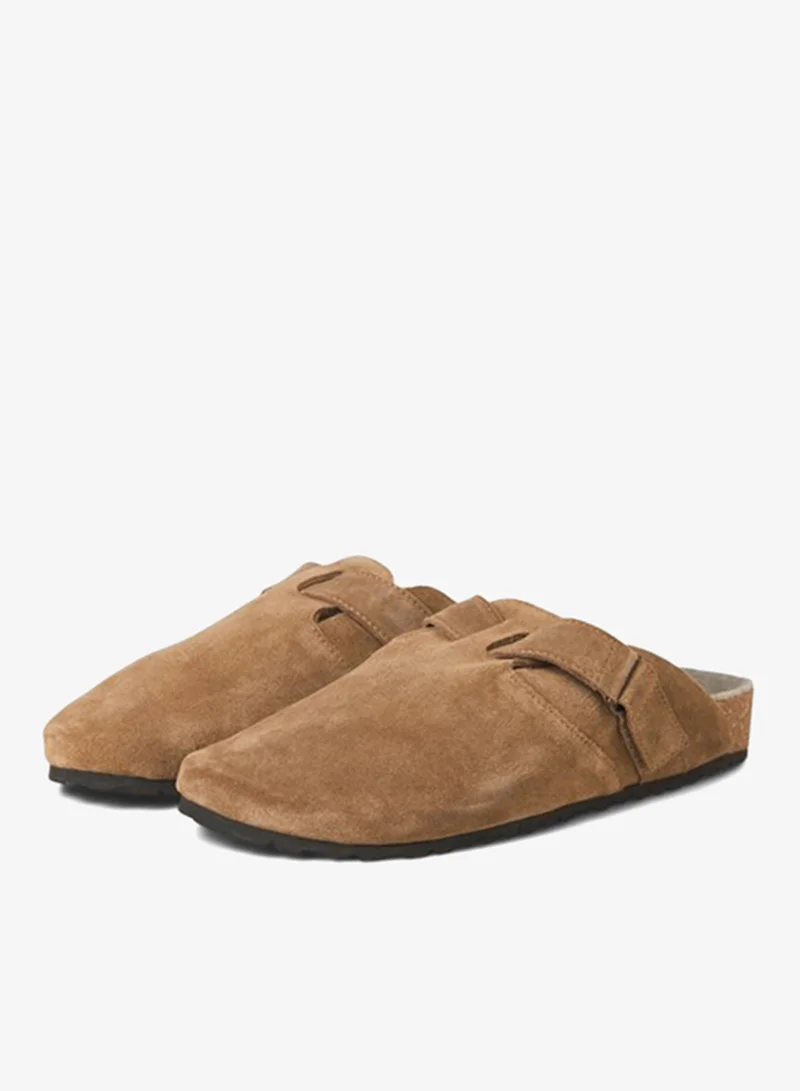 JACK & JONES Cognac Detail:Velcro Louis Suede Mules for Men | Best Price UAE
