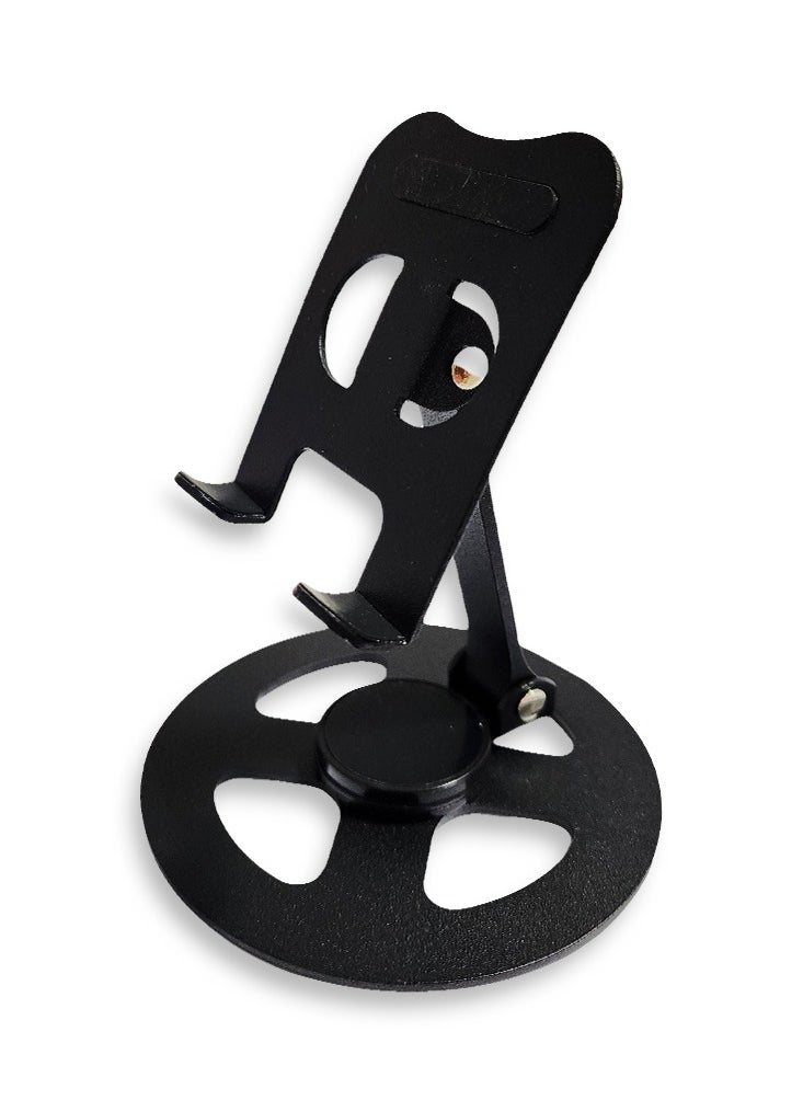 Generic Phone Holder for Desk 360°Rotating , Portable & Foldable Cell Phone Stand for Office & Kitchen, Adjustable Tablet Stand for All Mobile Phones K72 Black  - Image 3