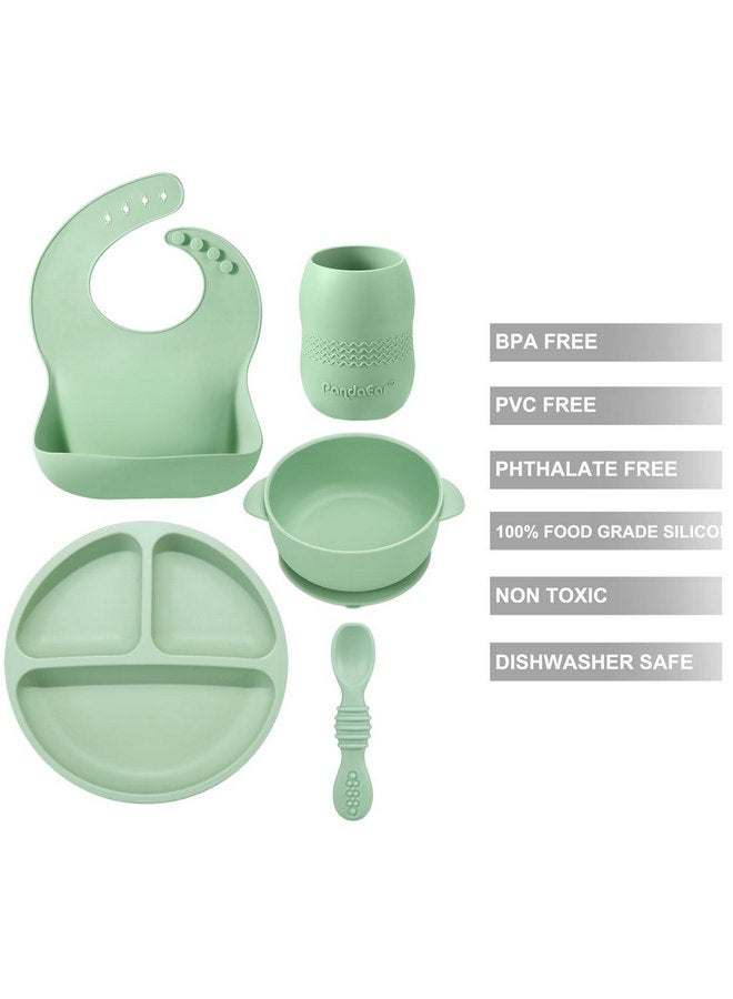 PandaEar Silicone Baby Feeding Set 6-12 Months| Baby LED Weaning Supplies| Infant Toddler Feeding Set| Silicone Baby Bib + Baby Plate with Suction + Baby Cup + Baby Bowls and Spoon First Stage Set - Image 2