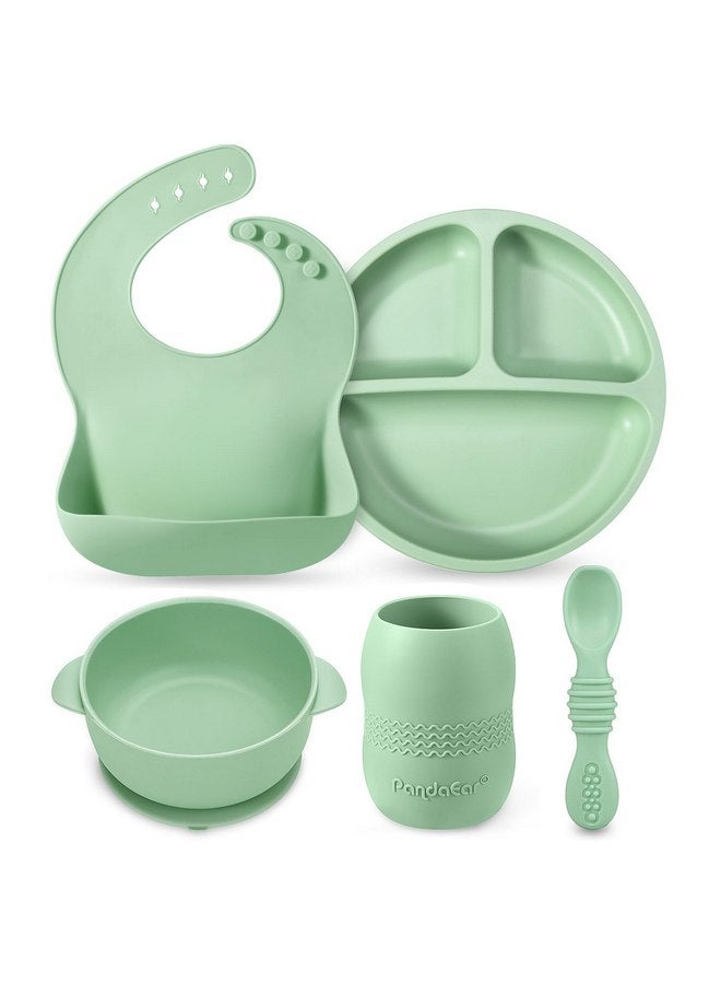 PandaEar Silicone Baby Feeding Set 6-12 Months| Baby LED Weaning Supplies| Infant Toddler Feeding Set| Silicone Baby Bib + Baby Plate with Suction + Baby Cup + Baby Bowls and Spoon First Stage Set - Image 1