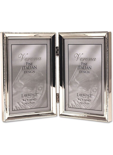 Lawrence Frames Bead Border Design 4x6 Double Silver