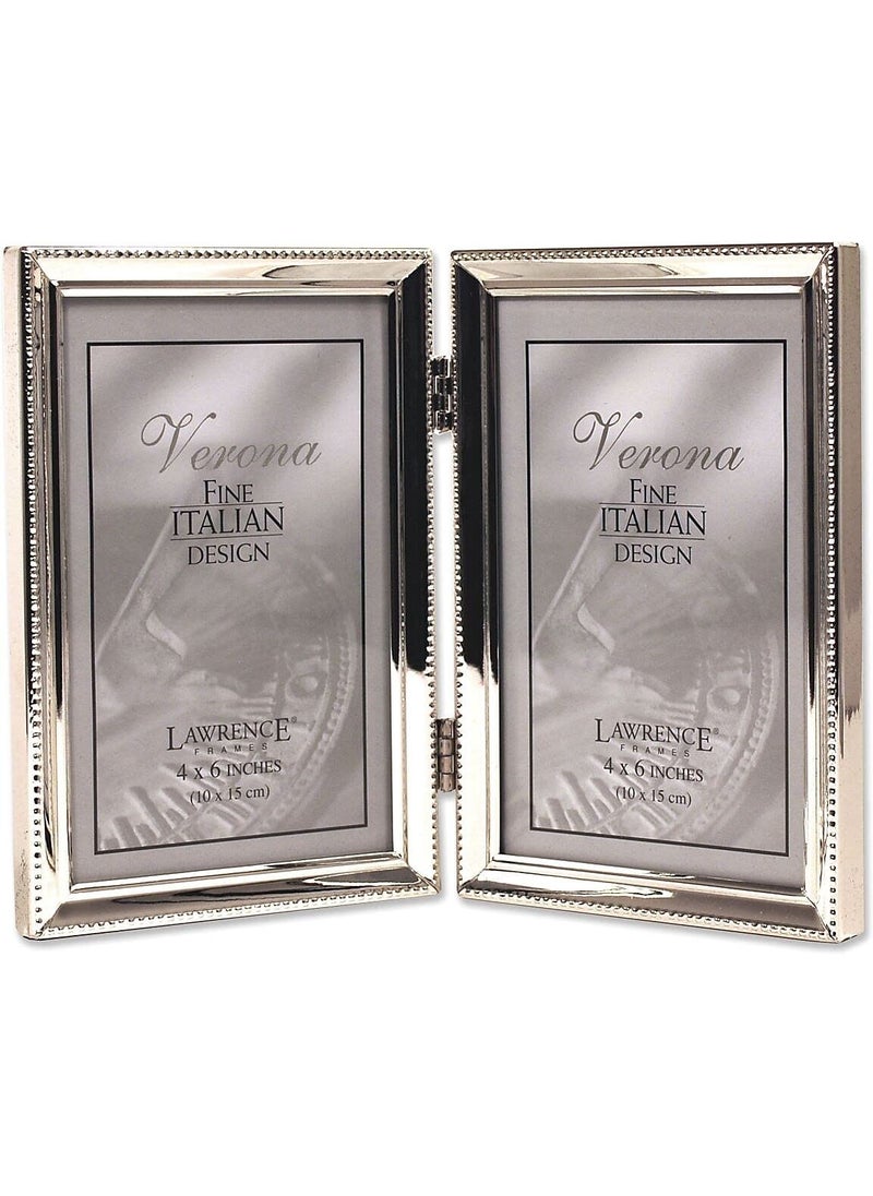 Lawrence Frames Lawrence Frames Bead Border Design 4x6 Double Silver 