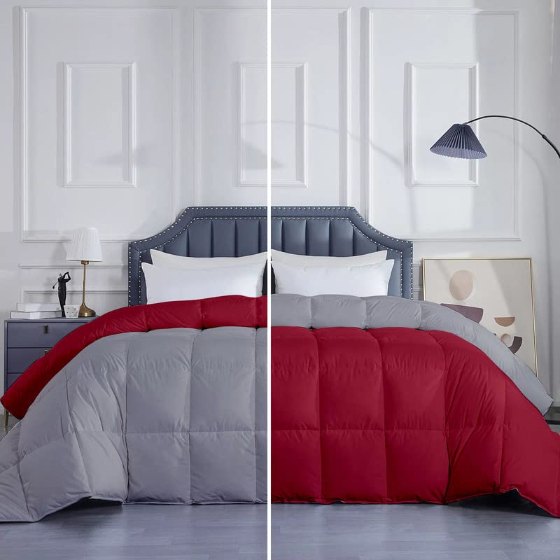 Razzai 300 GSM Reversible Blanket for Extreme Winter (92" x 106" Inches/233cm x 269cm) - King Size Comforters|Silver/Burgundy - Image 1