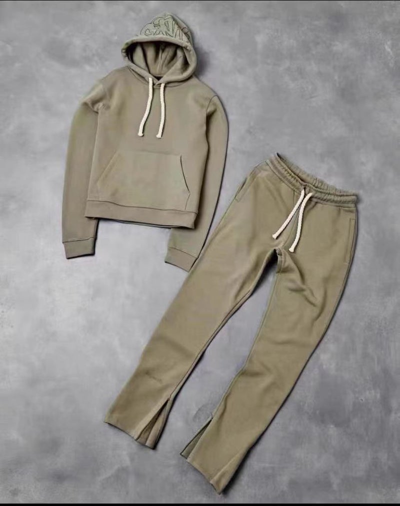 SynaWord Mens Fashion Hoodie  Sweater Set Green (suit) - Image 1