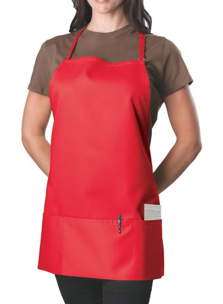 KNG Red 3 Pocket Adjustable Bib Apron for Men and Women