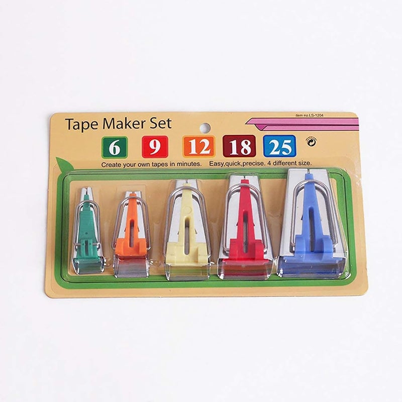 YICBOR Bias Tape Maker Set 6MM/9MM/12MM/18MM/25MM 5 Sizes DIY Quilting Tools Kit - Image 1