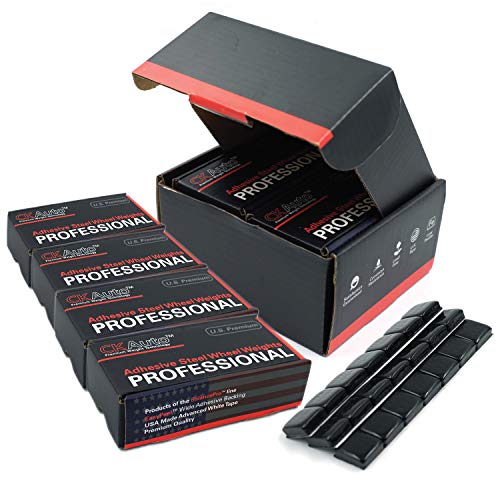 CKAuto 4 Boxes, 504 Pcs, 1/2oz, 0.5oz, Black, Adhesive Stick on Wheel Weights, 63oz/Box, US Quality - Image 1