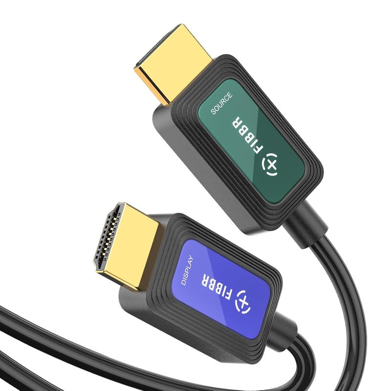 اف اي بي بي ار كابل HDMI بألياف بصرية 75 قدمًا 2.1 8K 48 جيجابت في الثانية عالي السرعة يدعم 8K@60Hz و4K@120Hz، VRR، ALLM، HDR - كابل فائق الطول وموثوق للعرض السينمائي والمسرح المنزلي والألعاب (PS5/Xbox) مقاوم للتداخل. - Image 1