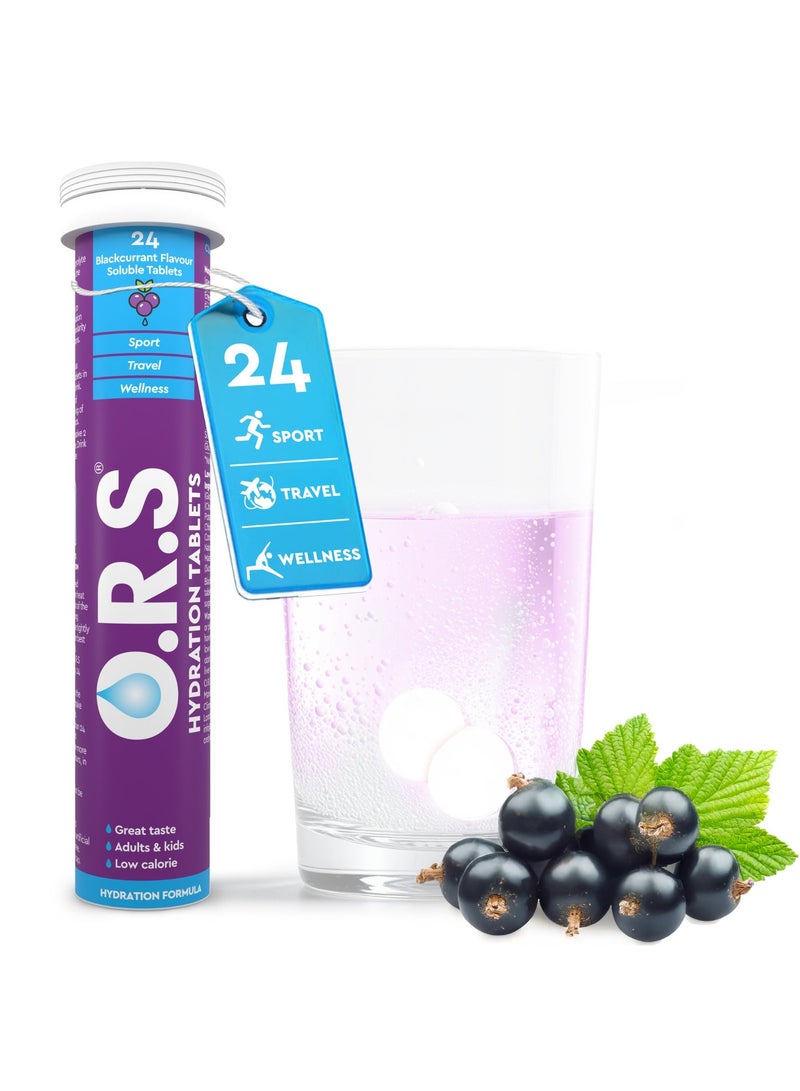 ORS O.R.S Hydration Tablets with Electrolytes for Rehydration, Wellness, Travel, Sports & Recovery | Vegan, Gluten-Free & Low-Calorie Tablets, Blackcurrant Flavour, 96 Tablets (Pack of 4 x 24) - Image 2