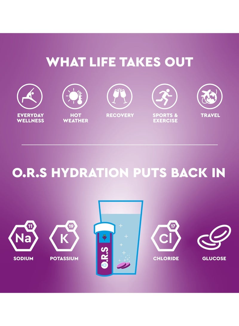 ORS O.R.S Hydration Tablets with Electrolytes for Rehydration, Wellness, Travel, Sports & Recovery | Vegan, Gluten-Free & Low-Calorie Tablets, Blackcurrant Flavour, 96 Tablets (Pack of 4 x 24) - Image 5