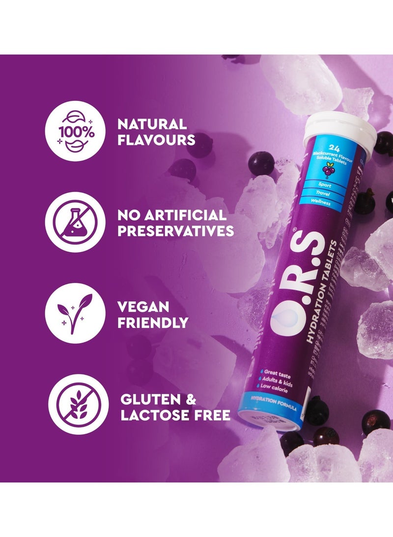 ORS O.R.S Hydration Tablets with Electrolytes for Rehydration, Wellness, Travel, Sports & Recovery | Vegan, Gluten-Free & Low-Calorie Tablets, Blackcurrant Flavour, 96 Tablets (Pack of 4 x 24) - Image 3