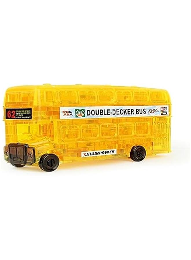 3D Double Decker Bus Crystal Puzzle, Vintage Assembly Brain Teaser Jigsaw Puzzle, Plastic DIY Puzzle Blocks 3D Educational Model Toy, Desk Decoration Gift for Adults, Kids 14+, 54pcs (Yellow) - Image 1