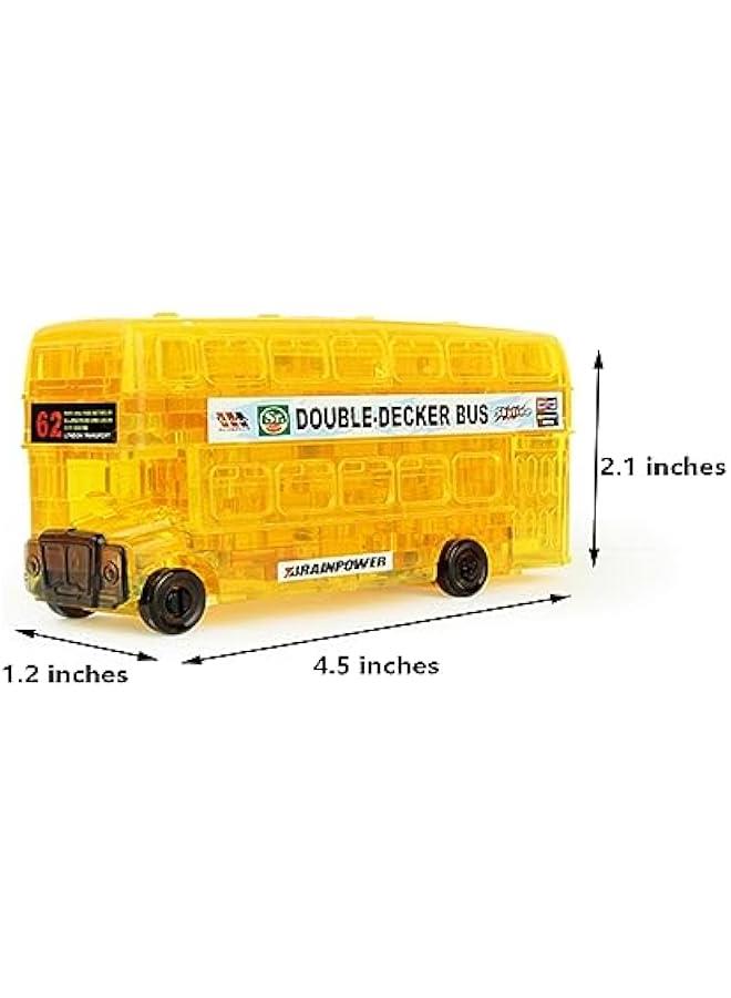 3D Double Decker Bus Crystal Puzzle, Vintage Assembly Brain Teaser Jigsaw Puzzle, Plastic DIY Puzzle Blocks 3D Educational Model Toy, Desk Decoration Gift for Adults, Kids 14+, 54pcs (Yellow) - Image 3