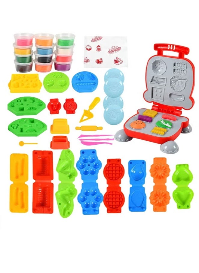 Aikenn Aikenn 40PCS Playdough Accessories Kit  Clay Dough Tool Kit for Kids 12 Colors PlasticinePlastic DIY Plasticine Set with Modelling Tools Clay Color Dough Toolsfor Girls Boys(Hamburger Set)  - Image 4