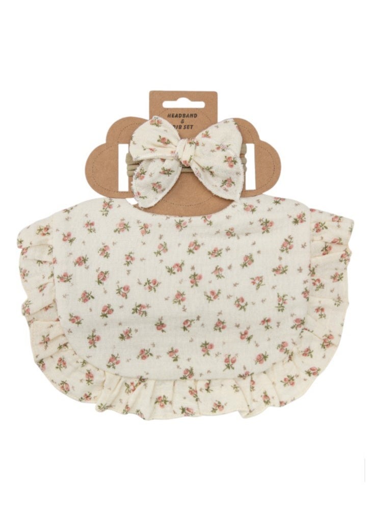 Bambimici Bambimici -Bella Baby Bib Set for Babies - Flower Printed Beige  - Image 2