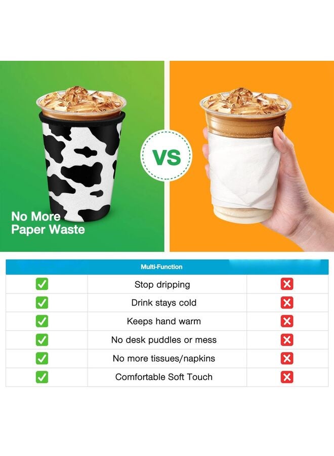 يُسلِّم جراب أكواب القهوة المثلجة للأكواب كبيرة الحجم، حامل أكواب القهوة المثلجة القابل لإعادة الاستخدام من النيوبرين للمشروبات الساخنة والباردة (أسود وأبيض) - Image 3