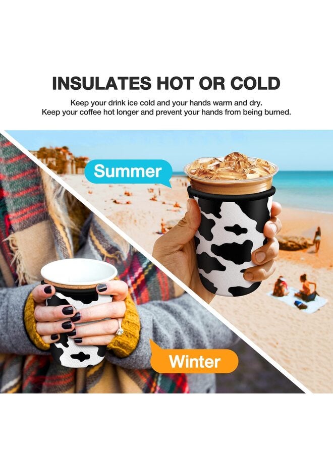 يُسلِّم جراب أكواب القهوة المثلجة للأكواب كبيرة الحجم، حامل أكواب القهوة المثلجة القابل لإعادة الاستخدام من النيوبرين للمشروبات الساخنة والباردة (أسود وأبيض) - Image 2