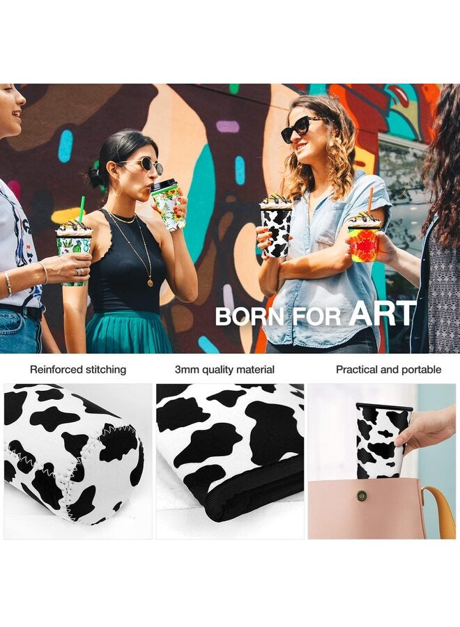 يُسلِّم جراب أكواب القهوة المثلجة للأكواب كبيرة الحجم، حامل أكواب القهوة المثلجة القابل لإعادة الاستخدام من النيوبرين للمشروبات الساخنة والباردة (أسود وأبيض) - Image 5