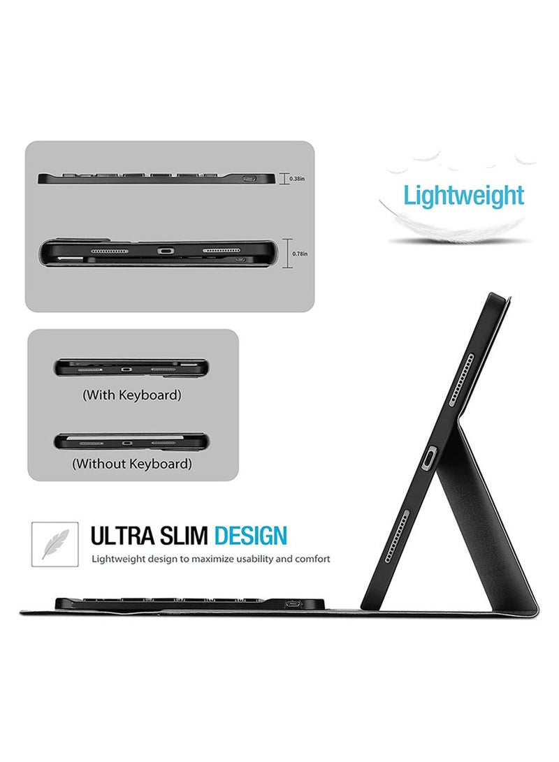 URBBKING Lightweight Smart Cover with Magnetically Detachable Wireless Keyboard for iPad 2022 (10th Gen) 10.9 inch Black - Image 3