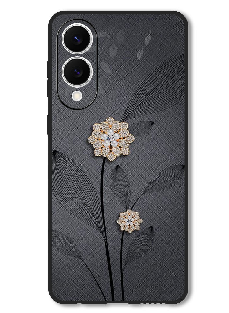 Theodor Case Compatible with Samsung Galaxy S25 Edge 6.7 Inch Protection Shockproof Bumper Cover Diamond Flowers - Image 1