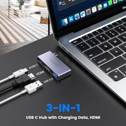 MOGOOD USB C to HDMI Multiport Adapter - Type C to 4K HDMI Adapter with Charging, Supports 4K UHD Video, USB 3.0 Port, 100W USB-C Fast Charging for Monitor, TV, Laptop - Image 2