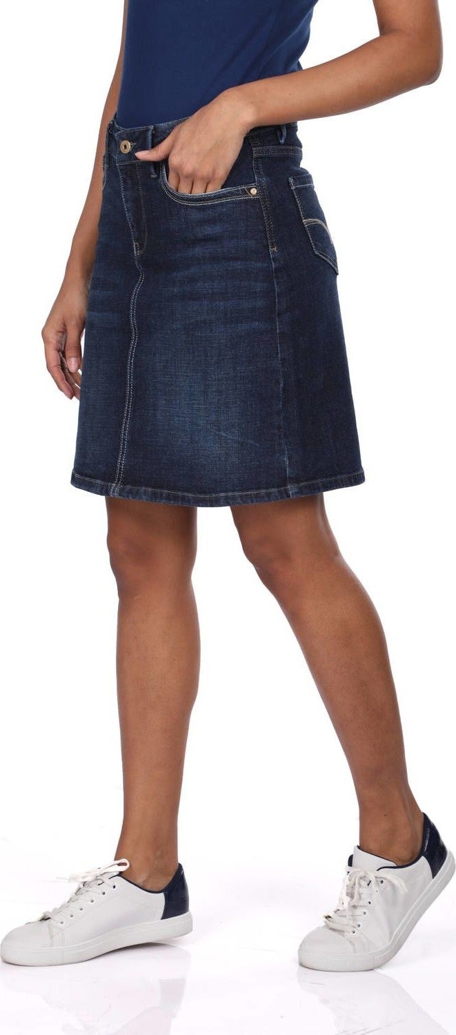 Blue White Women's Denim Skirt  - Image 2