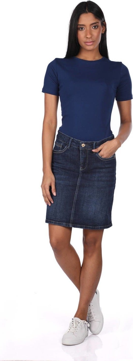 Blue White Women's Denim Skirt  - Image 3