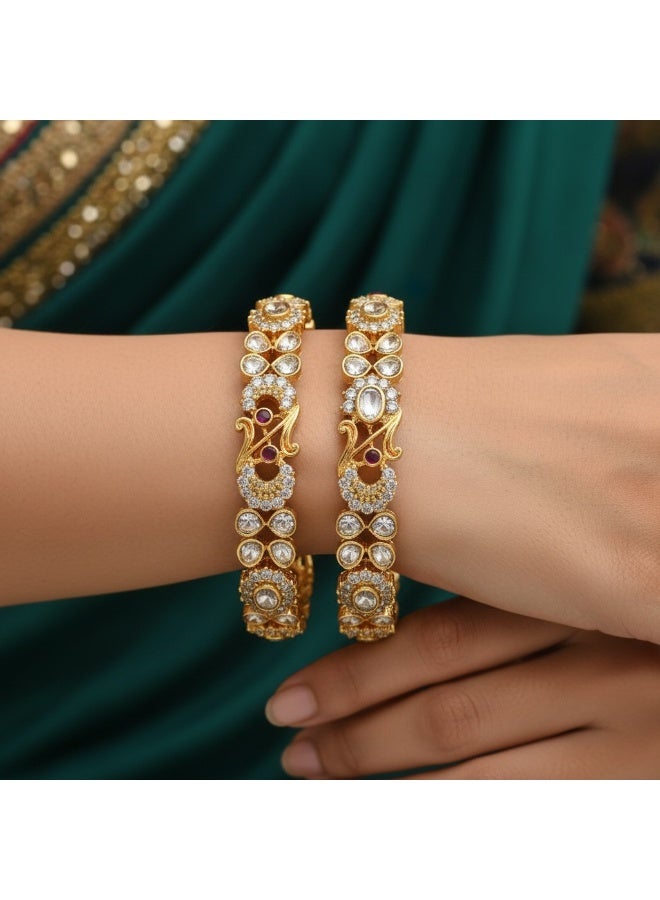 Pretty Precious American Diamond Bangles for Women & Girls-Size (2.8)-Ruby Green - Image 1