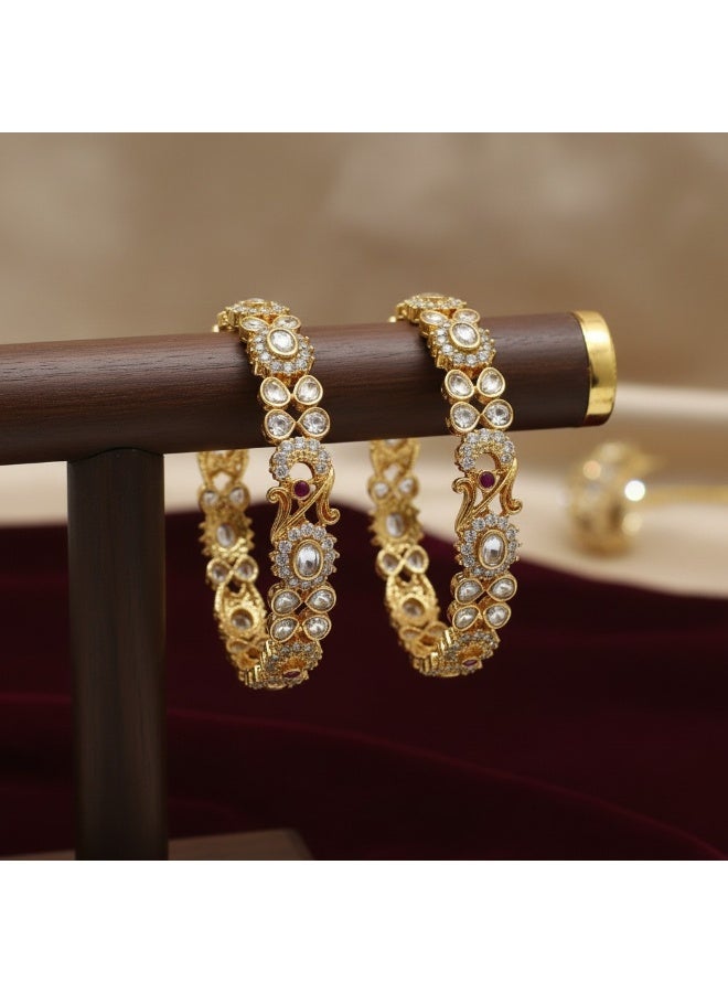 Pretty Precious American Diamond Bangles for Women & Girls-Size (2.8)-Ruby Green - Image 3