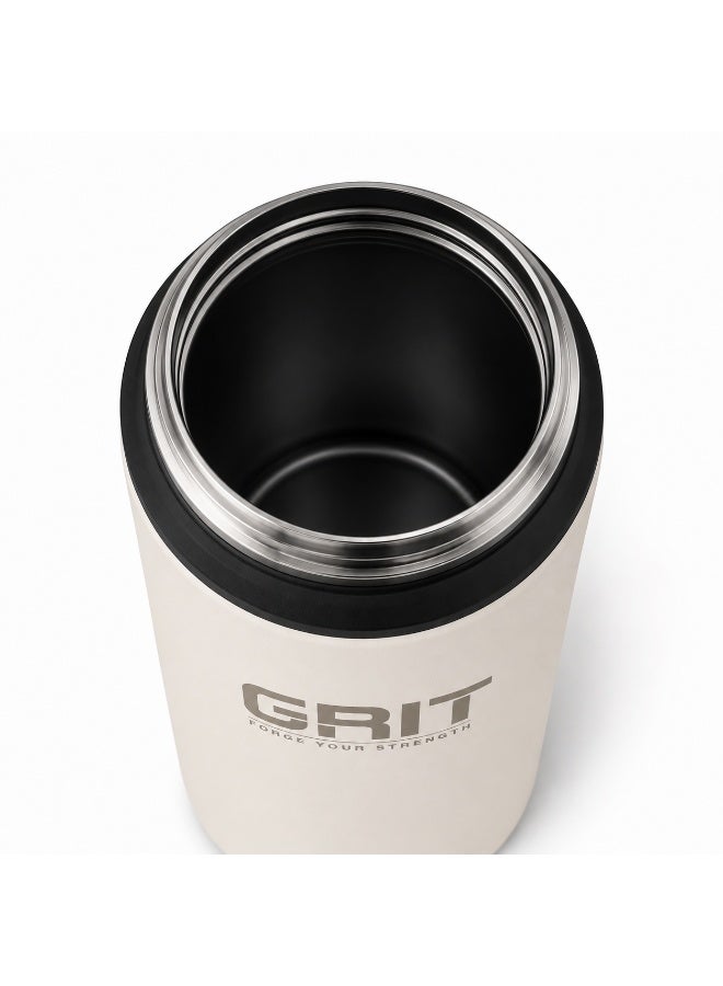 GRIT Insulated Flask Bottle 350ml - Hot & Cold Stainless Steel Flask - Modern Compact Design, Comfortable Grip & Leakproof Lid - White Stainless Steel Flask - Image 3