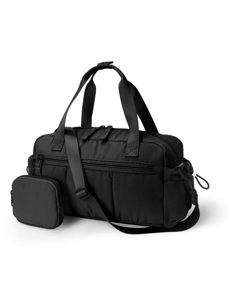 Ceneda Small Gym Bag for Women, Quilted Puffer Tote with Wet Pocket & Coin Purse, Lightweight Mini Sports Travel Duffle with Crossbody Strap, Water-Resistant for Workout, Yoga, Daily Commute - Image 1