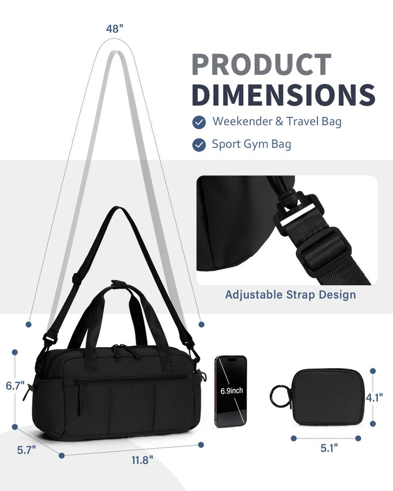 Ceneda Small Gym Bag for Women, Quilted Puffer Tote with Wet Pocket & Coin Purse, Lightweight Mini Sports Travel Duffle with Crossbody Strap, Water-Resistant for Workout, Yoga, Daily Commute - Image 3