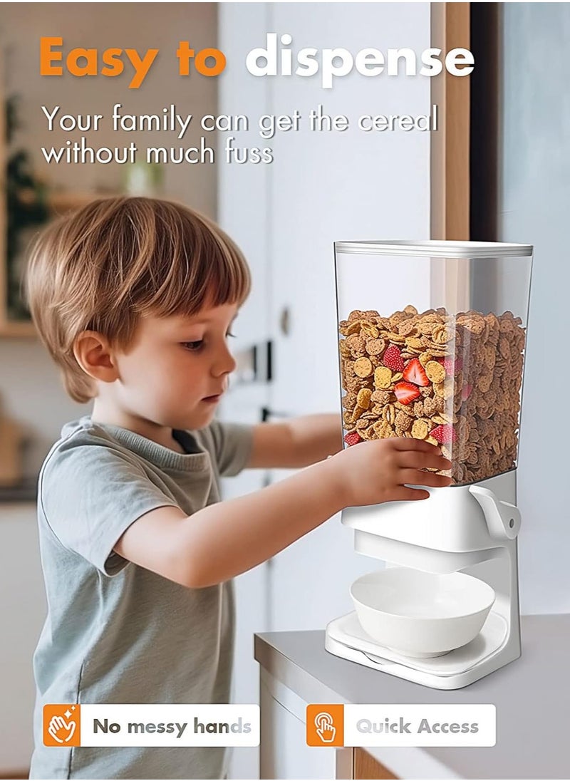 Arabest Countertop Cereal Dispenser, 5.5Litre Large Capacity Cereal Container Storage with Airtight Lid, Dry Food Dispenser for Rice, Candy & Snack (White)  - Image 3
