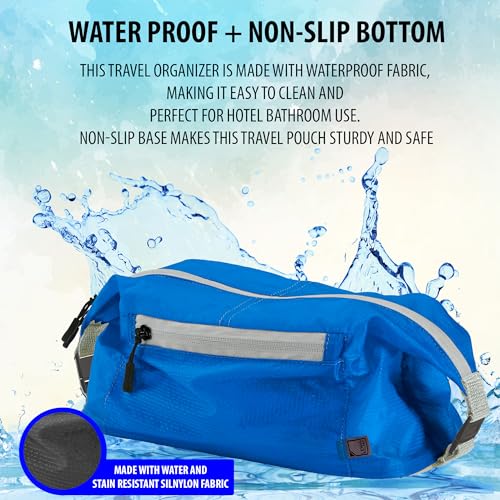 Lewis N. Clark Lewis N Clark Electrolight Toiletry Kit for Travel, Gym, Bathroom, TSA Approved Waterproof Toiletry Bag with Hanging Straps and Non-Slip Bottom - Bright Blue - Image 3